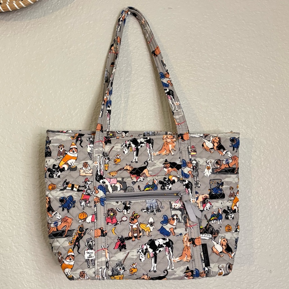 Vera Bradley Gray Tote with Multicolor Dog Print